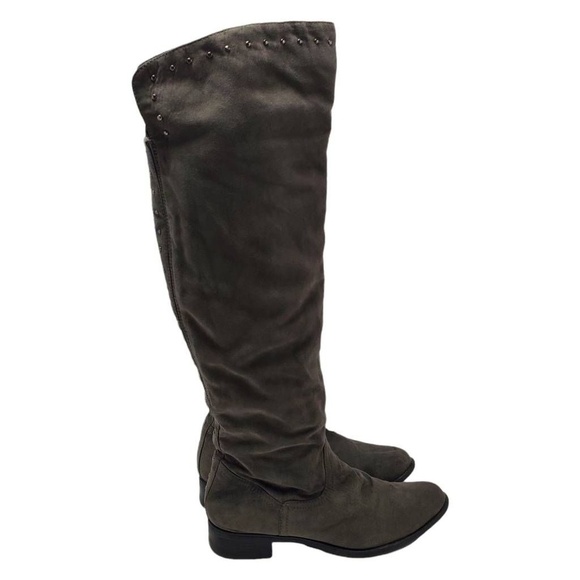 Lime Light Joaquin Faux Suede Studded Knee High Tall Gray Riding Boots Size 9 - Picture 1 of 12